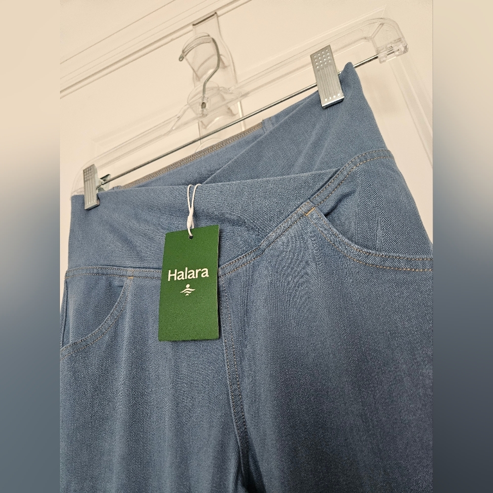 Halara Flex High Waisted Crossover Jeans XS Petite Flare Denim Pockets - Picture 5 of 7